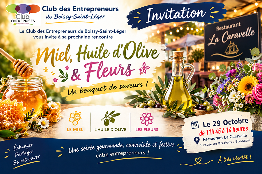 Huile d'olive,Miel et Fleurs. Au Restaurant La Caravelle - 1 route de Bretigny Bonneuil sur Marne