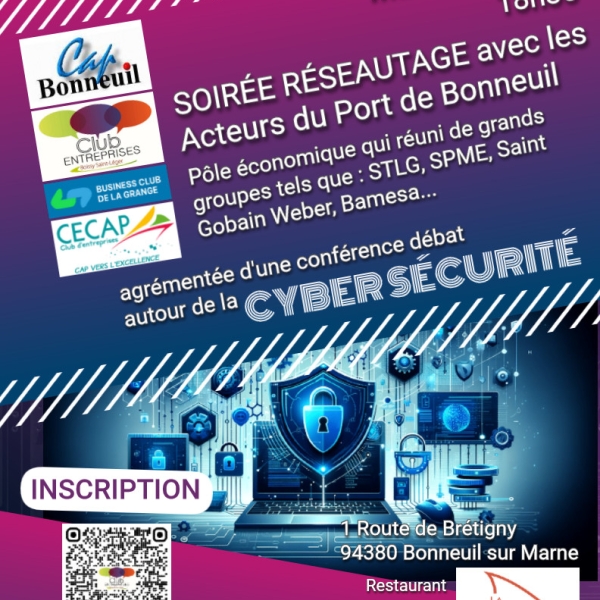 Soirée Réseautage au Port de Bonneuil avec conférence-débat sur la cyber sécurité